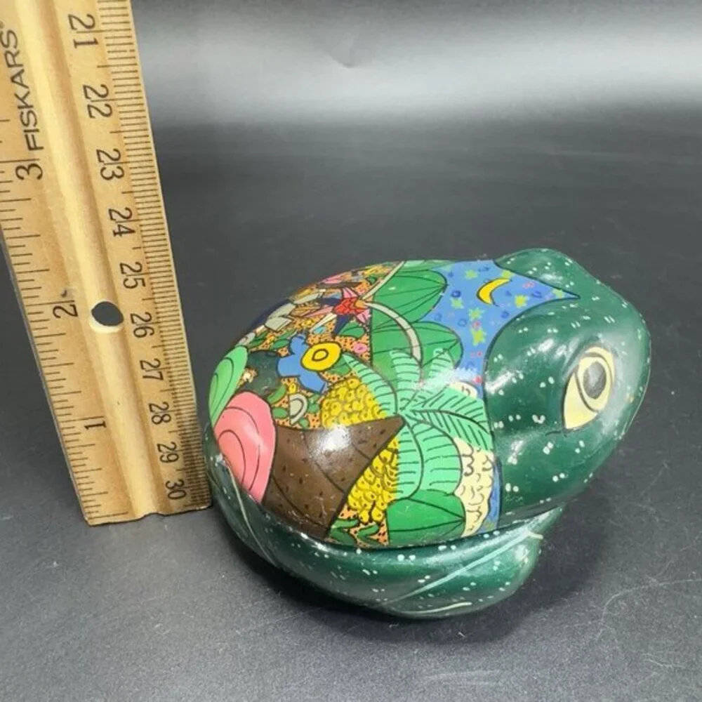 Mexican RedWare Pottery Hand Painted Frog‎ Shape Trinket Holder Jewelry Holder